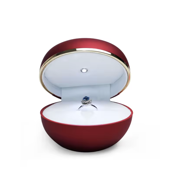 B&M circle rubber paint red Elegant Jewelry box with LED light