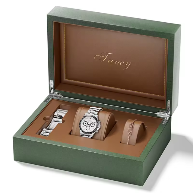 B&M Custom Specialized Paper with PU leather Inset Watch Box