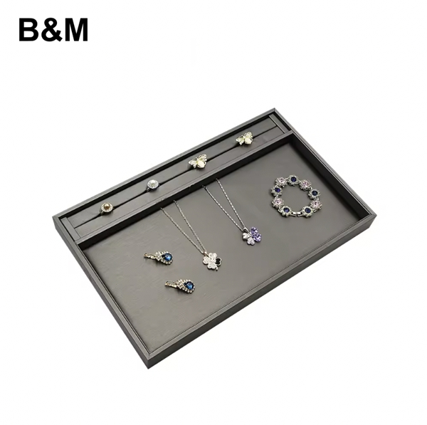 B&M Leather Model Luxury Panel Display Ring Earrings Pendant Necklace Tray