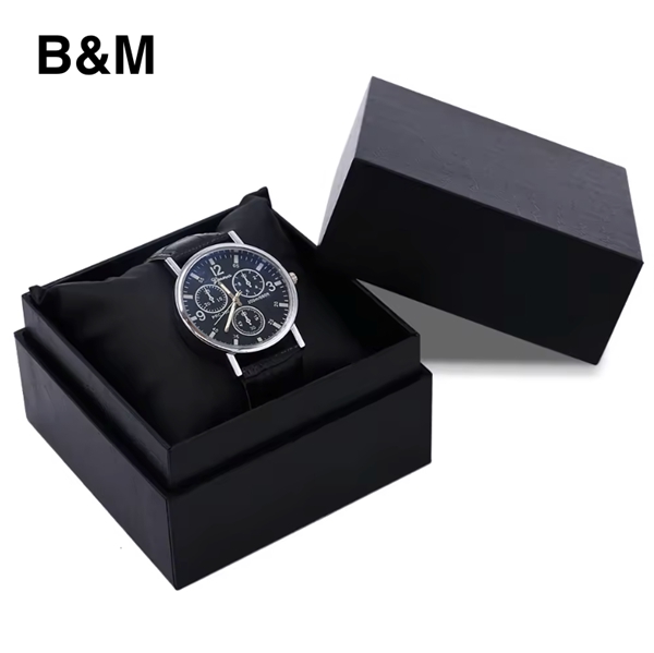 B&M Custom Specialized Paper with PU leather Inset Watch Box