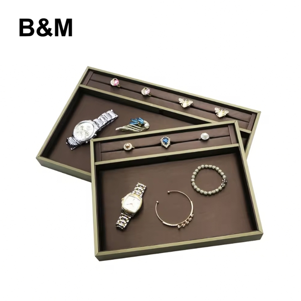 B&M Luxury Wood Custom Jewelry Display Tray Storage Necklace Earrings Ring Display 