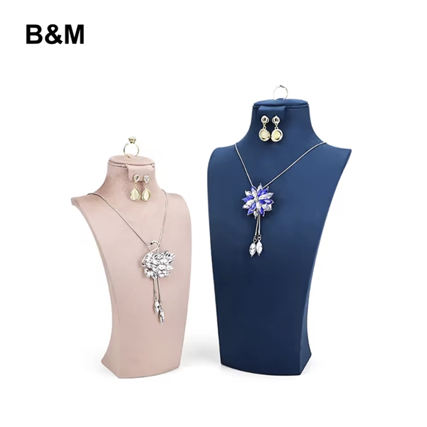 B&M Luxury PU leather bust necklace ring earrings jewelry counter display