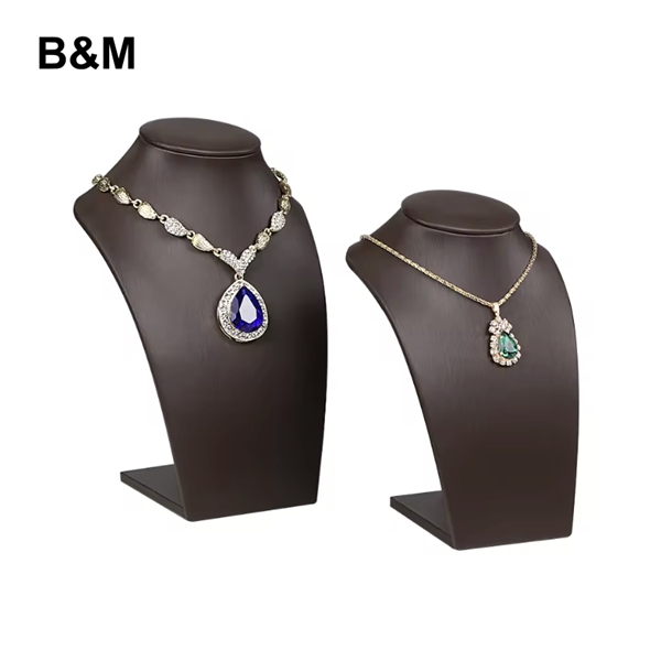 B&M Luxury High-end Custom Logo PU leather Jewelry Display Stand for Necklace Holder 