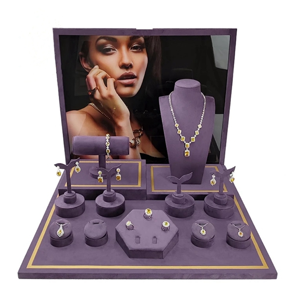 B&M Custom logo luxury jewelry display stands sets for showcase props