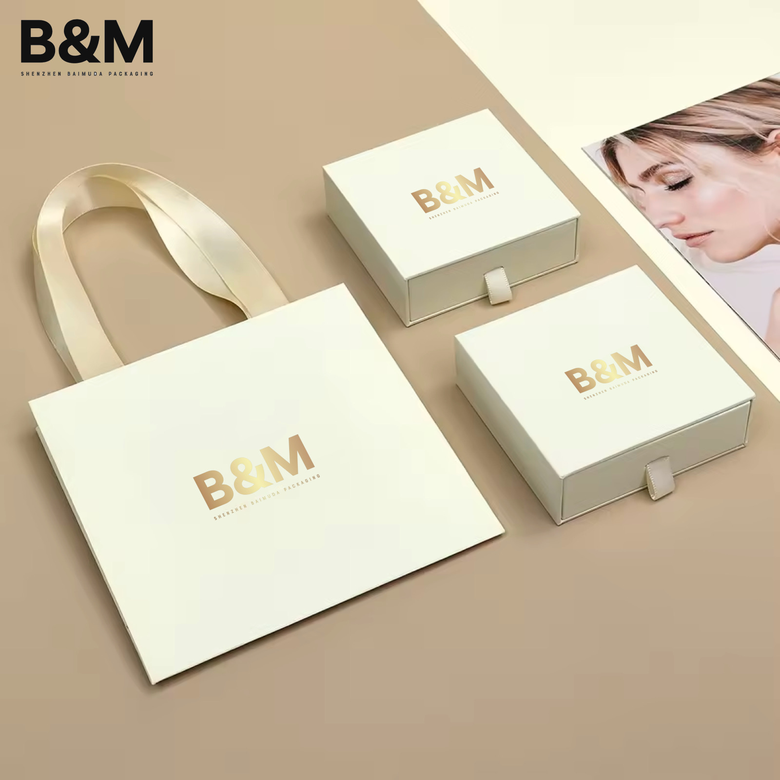 BAIMUDA Custom LOGO Drawer style Specialized Paper Jewelry Box