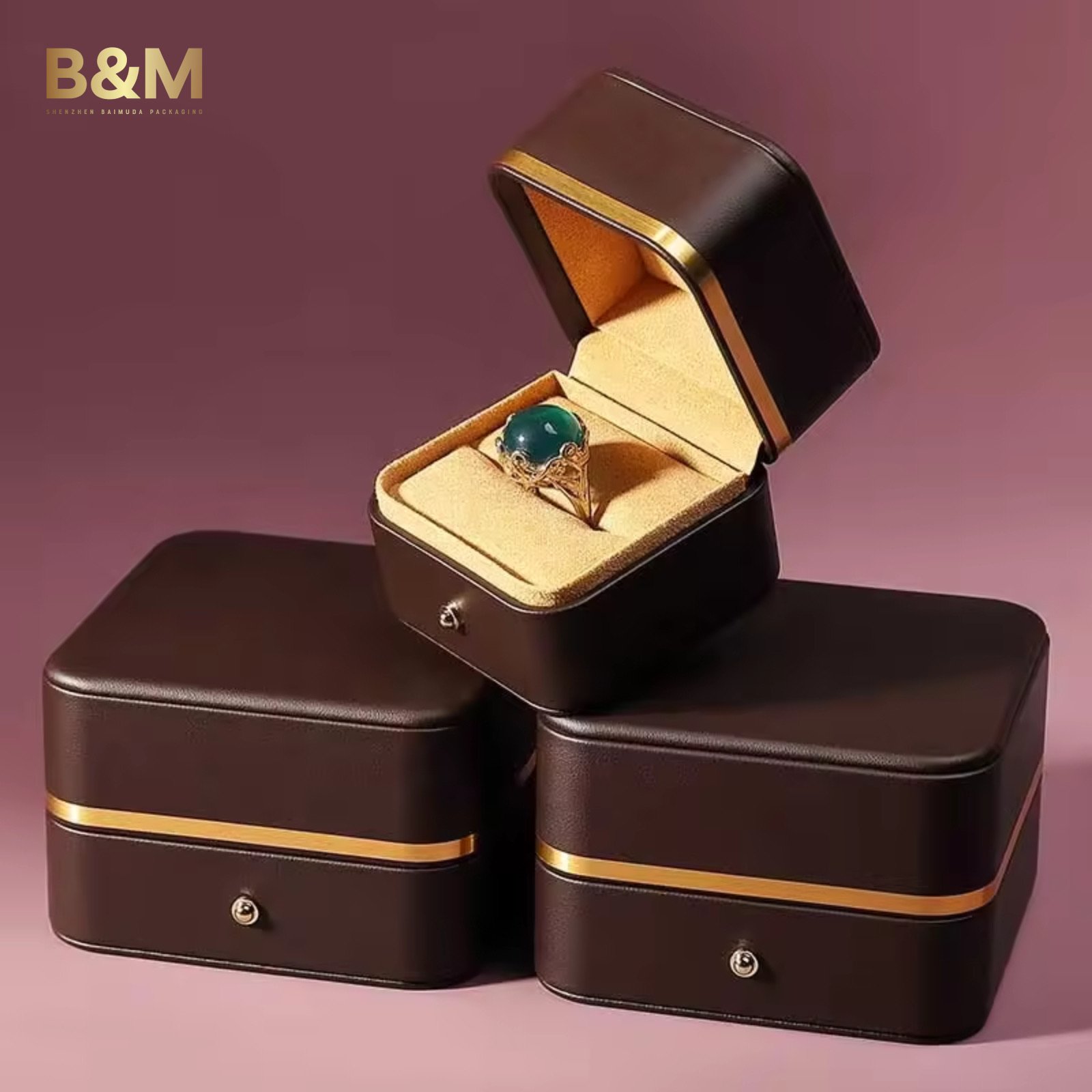 B&M Custom PU Leather jewelry plastic box- with microfiber inset