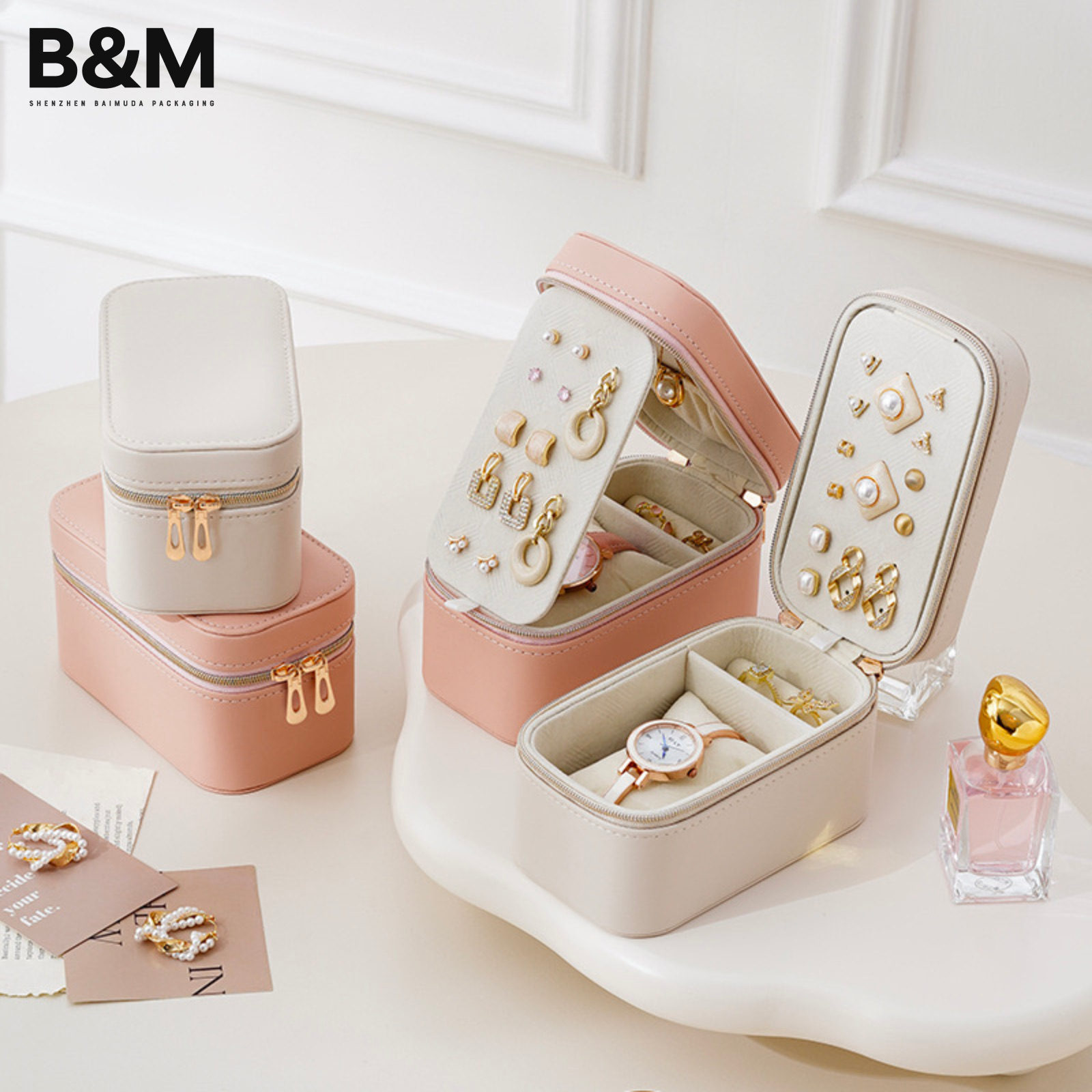 B&M Jewelry Organizer Box, Travel Case, Jewelry Storage Necklaces Earrings Rings Bracelets