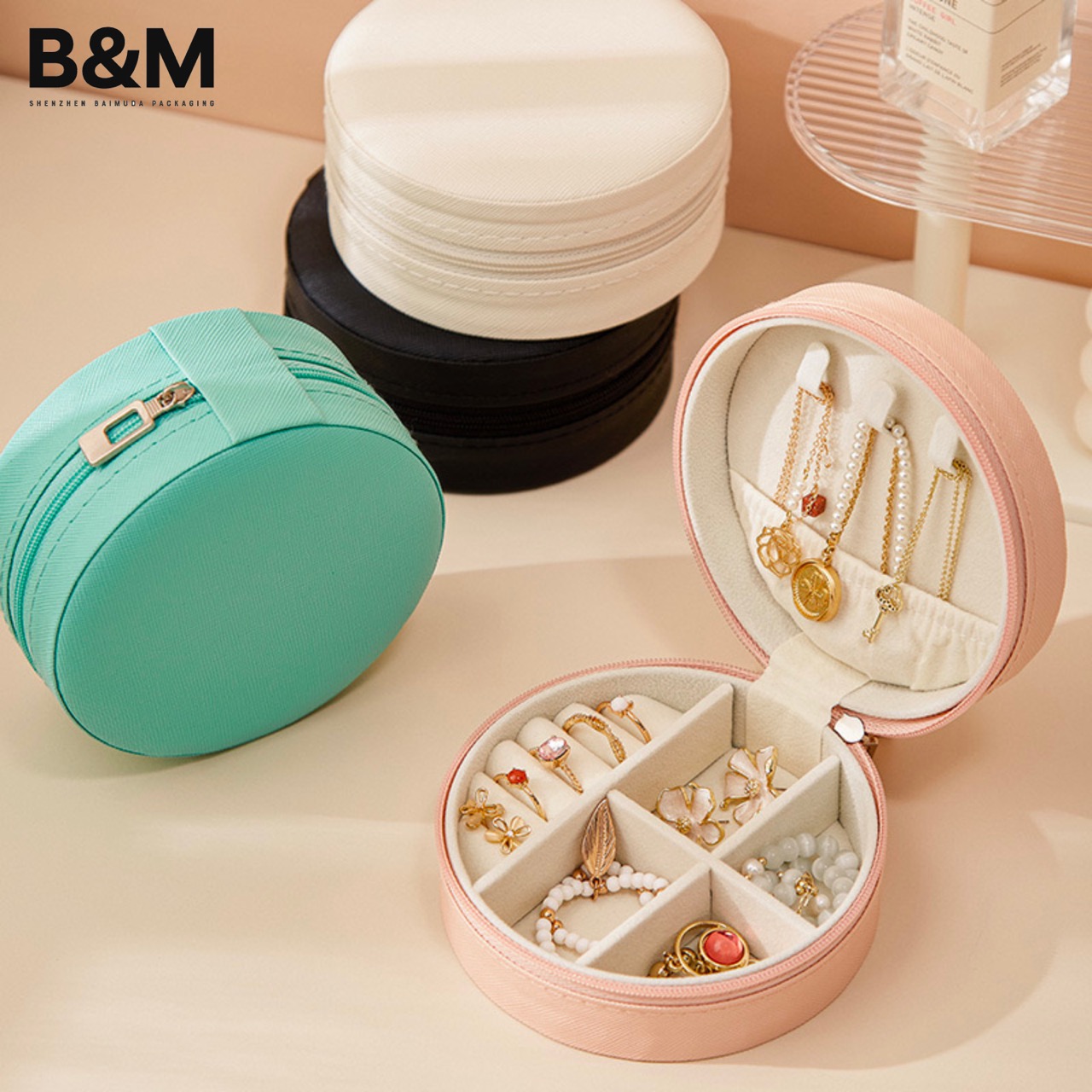 B&M Jewelry Organizer Box, Travel Case, Jewelry Storage Necklaces Earrings Rings Bracelets